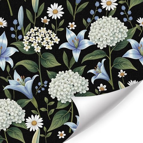 CHDITB Dark Flower Wallpaper Self Adhesive Vintage Floral Sticker(44x300cm)