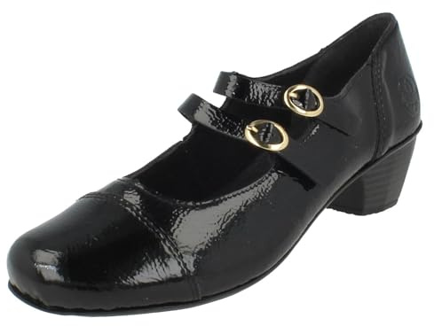 Rieker® - Escarpins en Cuir Vernis Noir avec Semelle à Talon décroché Bas - Taille 37