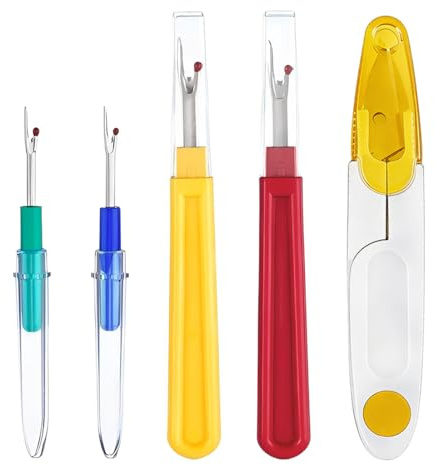 LACHT Cucitura Ripper Kit, Taglia Filo 5 Pezzi Cucito Accessori Sarta, Dispositivo Di Rimozione Della Filettatura Cucire Filo Taglierina Con La Forbice Della Guarnizione, Separatori Di Cuciture