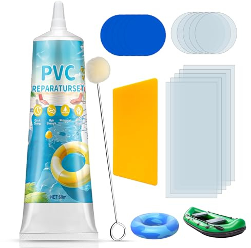 Miioto Kit Riparazione Piscina, Kit Riparazione Materasso Gonfiabile, Colla per PVC Piscina Gonfiabile, Impermeabile e Durevole, Extra Forte Colla PVC per Gommone Gonfiabile, Tende, Kayak & Materassi