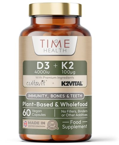 Vitamin D3 + K2 – 4000IU + 100UG – Whole Food & Plant-Derived – CULTAVIT® D3 (Cholecalciferol) – K2VITAL® K2 MK-7 - UK Made Supplement - Zero Additives (60 Capsules)