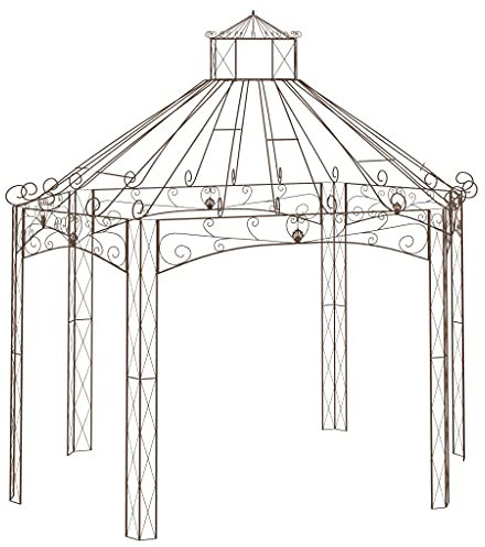 丨 丨wunderschöner Gartenpavillon Winterfest I Stabiler Rundpavillon Roh EdelrostI Stabiler Rosenpavillon aus Schmiedeeisen mit Messingkugel I Pavillon für Garten