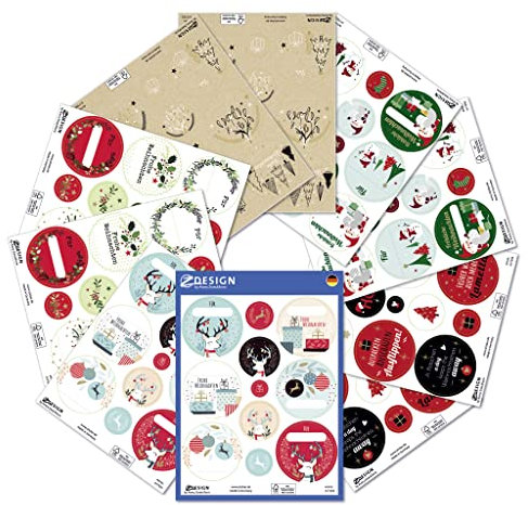 AVERY Zweckform 110 Aufkleber Weihnachten Geschenkbeschriftung (Made in Germany, Papier Sticker, selbstklebende Geschenkaufkleber, Weihnachtsdeko, Basteln, beschriftbar, Geschenkeetiketten) 51011