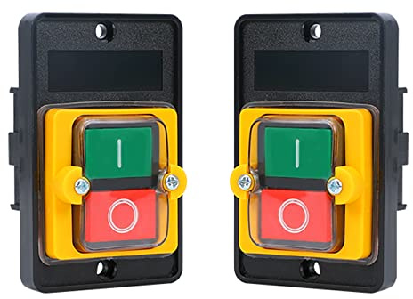 2 interruttori a pressione AC 220V/380V 10A impermeabile, interruttore on/off a 3 fasi senza scatola base, ottime prestazioni impermeabili, antipolvere e resistenti all'olio