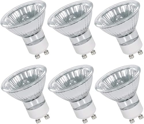 Comyan GU10 Halogen Bulbs 50W 230V Halogen Spotlight Bulbs 450lm 2800K Warm White 40° Beam Angle 2 Pin GU10 Bulb Dimmable - 6Pack