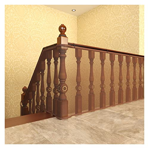 Child Safety Net Easy to Set Up Pet Cat Fence Protection Net Balcony Window Stairs Anti-Fall Protection Net, Hole Distance 0.5cm, Brown (Size : 300x78cm)