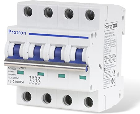 Protron DC Leitungsschutzschalter, LS-Schalter, MCB, Sicherungsautomaten für PV Photovoltaikanlagen (LS-C20DC4 20A 4-polig)