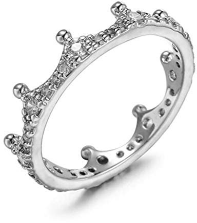 XINGNIAO Arbeiten Sie 3 Farben 925 Sterlingsilber-Ring verzauberten Kronen-Ring mit klarem CZ für Frauen-Verpflichtungs-Schmucksachen um