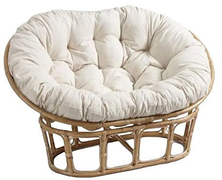 Papasan Rattan-Schaukelstuhlkissen, doppeltes übergroßes Papasan, Eierstuhlkissen Doppeltes Papasan-Stuhlkissen für den Außenbereich, wasserdicht mit Bändern,Weiß,170cmX120cm