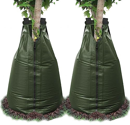 GARTENTECH Baumbewässerungssack 75 Liter 2 Stück Wassersack für Bäume Bewässerungssack für Bäume Bewässerung Baum robustes PE Gewebe UV Beständig