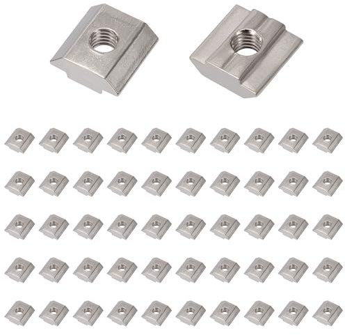 GUNGY Tuercas Deslizantes M6 Tuercas Ranuradas Tuerca de Ranura en T Tuercas Correderas de Acero Carbono para Perfiles de Aluminio 30 Serie 50 Piezas
