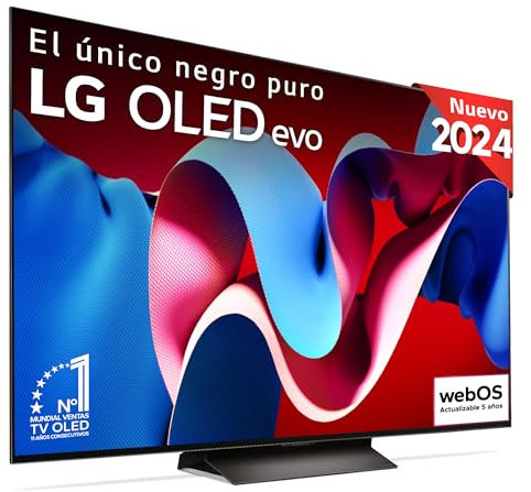 LG OLED65C44LA, 65, OLED 4K, Serie C4, 3840x2160, Smart TV, WebOS24, Procesador a9, Dolby Vision, Dolby Atmos, TV Gaming, 144 Hz, AMD FreeSync, Negro
