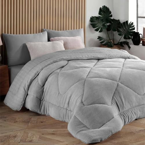 NORDIC SCHILLER Welsoft Doppelseitiges Bettdecke, 155x215, Grau, 50% Baumwolle, Mikrofaser Ganzjahresdecke, Atmungsaktive Schlafdecke für Allergiker, Weiche Zudecke, Waschmaschinefest