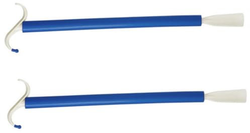 FOMIYES 2piezas Barra Para Vestir Profesional y Calzador Auxiliar Para Personas Mayores Discapacitados y Embarazadas Palos Largos De Vestir De Ligero y Duradero Blanco y Azul