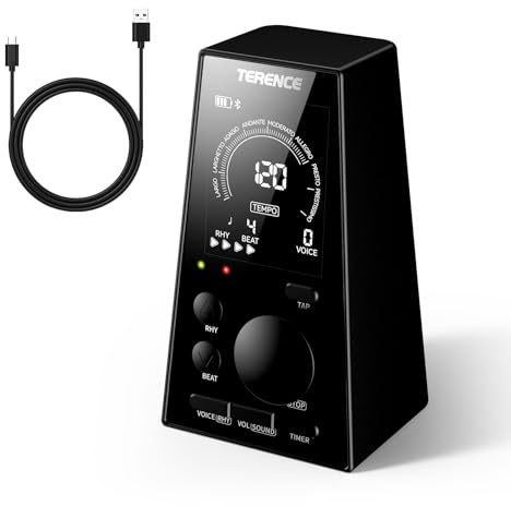 TERENCE Digitales Metronom Präzisionsüben Elektronisches Metronom Millisekundengenau 9 Tempi, 10 Takte, 40-208 BPM, LED-Anzeige, kompakt und tragbar, für alle Instrumente geeignet