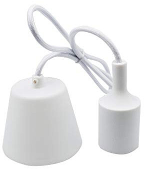 Portalampada E27 in silicone bianco con cavo da 1 metro e fiore Ideale per illuminare gli spazi con stile, offrendo un design funzionale e moderno per i tuoi progetti decorativi.