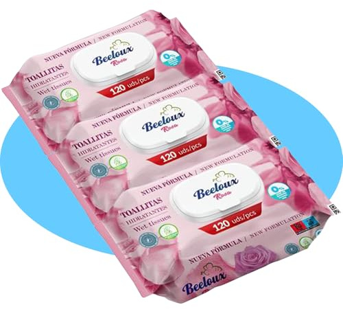 BESTLINE Toallitas Húmedas, Cuidado e Hidratación Profunda, Fibras Ultrasuaves ideales para Piel Sensible, Perfume Fresco, Rosa, 3 Paquetes de 120 Uds, 360 Toallitas