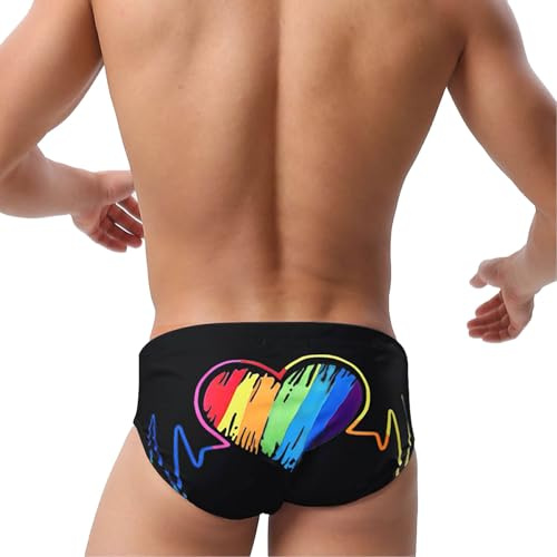 Slip de Bain Homme LGBT Imprimé Love Slip Homme Gay Pride Month Arc-en-Ciel Sous Vetement Sexy Érotique Chic Couleur Néon Tanga Sans Couture String Taille Basse Strings LGBTQ Mini Slips Culotte Short