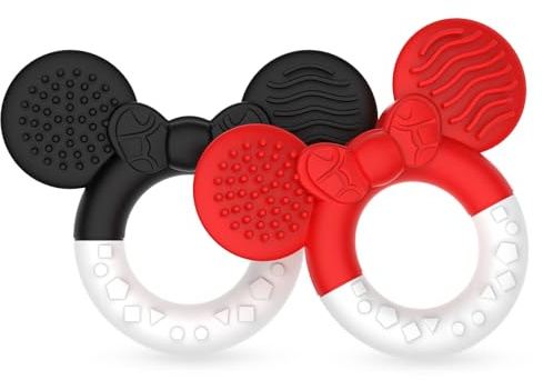 2 Packs Baby Teething Toys for Babies 3-6 6-12 Months，BPA Free Soft and Silicone Infant Teething Relief Soothing Sore Gums Baby Teethers Toys