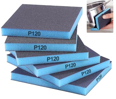 6 Piezas Esponja Abrasiva de Lijado en Seco y Húmedo, 120×100mm Esponja de Lijado Lavable y Reutilizable, Esponja de Lijado, Juego de Esponjas de Lijado de Grano, para Madera,Metal,Muebles (Grano 120)