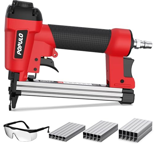 Populo Pneumatic Staple Gun, Air Staple Gun T50, 3000 Staples, Upholstery