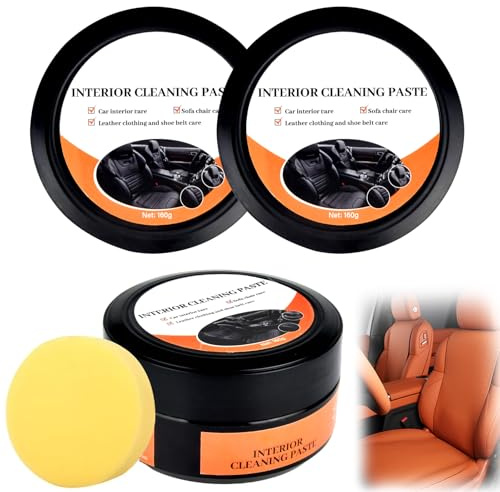 Crema detergente per interni auto, pasta detergente per interni, 160 g, pasta multifunzione per la cura dei sedili, pulisce, nutre e protegge le superfici in pelle per console centrale e mobili