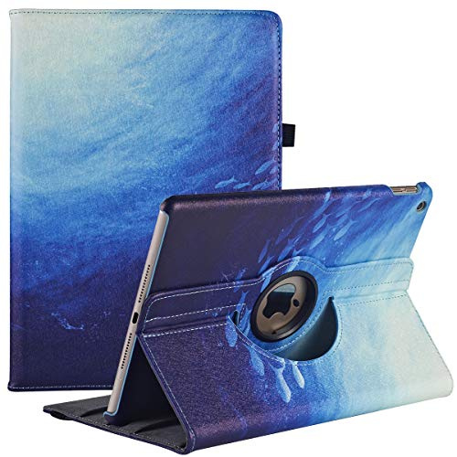 Funda para iPad 10.2 9ª/8ª/7ª Generación (2021/2020/2019) - Rotación de 360 Grados Carcasa con Función de Soporte y Auto-Reposo/Activación (Blue Ocean)
