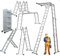 4.7M Retractable Folding Aluminum Telescopic Herringbone Multi-Purpose Home/Library/Engineering Ladder with One Tool Tray