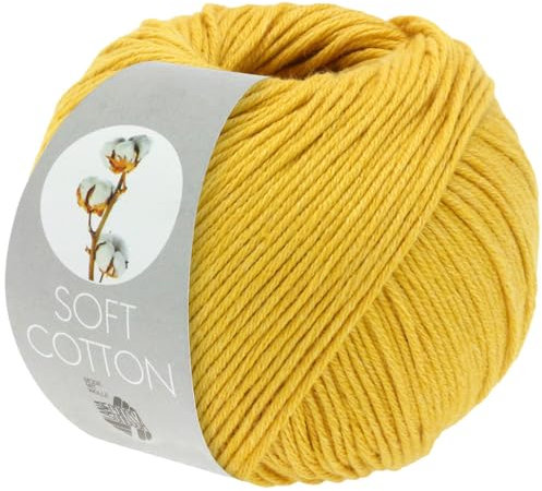 LANA GROSSA Soft Cotton | Weiches Baumwollgarn mit modernem Mikrofaseranteil | Handstrickgarn aus 70% Baumwolle & 30% Polyacryl | 50g Wolle zum Stricken & Häkeln | 140m Garn FB42