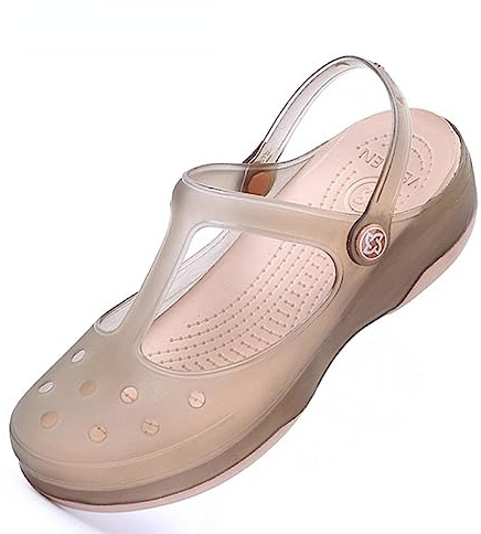 NOLLAM Zuecos Mujer Hoof para Niñas Sanitario Verano Mujer Cuña Plataforma Jelly Beach Sabot Zapatos Transparentes Sandalias