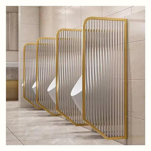 Öffentliche Toilette Urinal Screen Toilette Trennwand, Wandmontierter Urinal Privacy Screen Edelstahlrahmen Und Durchsichtiges Glas Für Shopping Malls Hotel 1-Panel ( Farbe : Titanium gold , Größe : 3