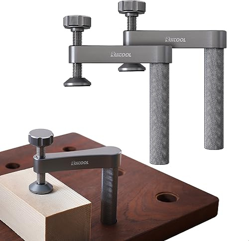 RUITOOL Bench Dog Clamp,3/4（19mm) Stable Holdfast Dog Hole Clamp,Adjustable MFT Table Aluminum Table Clamps for Woodworking Tools - 2 Pack