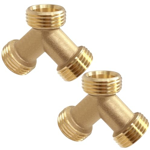 Joywayus Brass 3/4 GHT Male Y Shaped Connector for Steam Dryer and Washing Machine Hoses (Pack of 2)
