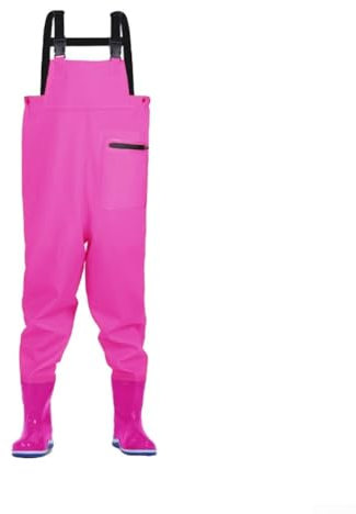 Hasaller Wathose für Herren und Damen, mit Stiefeln, wasserdicht, atmungsaktiv, Wathose für Teenager, halblang, Wathose, Angelhose mit integrierten Stiefeln für Wassersport (28/29 für Rosa)