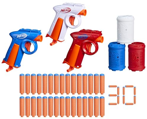 Hasbro Nerf N Series, Confezione Tripla da Giardino con 3 Blaster Giocattolo, 30 Dardi Nerf N1 Ufficiali e 3 Bersagli, Per Bambini e Bambine da 8 Anni in Su, Ottima Idea Regalo di Natale, Multicolore