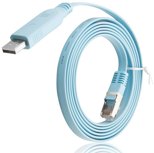 1,8 m Cisco USB till RJ45 konsolkabel med inbyggt chip, Cisco-kompatibel konsolkabel, kompatibel med routrar och strömbrytare, stöder Windows 7/8/10, MAC OS, Linux