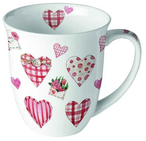 Ambiente kopp porslin 400 ml jumbokopp kaffe/tekopp hjärtan serie härliga hjärtan