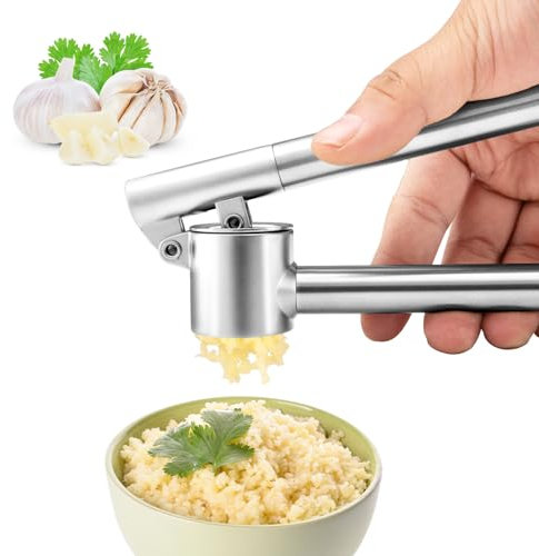 Edelstahl Knoblauchpresse,Küchenutensil Knoblauchschneider,Knoblauch Crusher Ingwerpresse,Eine Praktischer Effizientes Küchenhelfer zur Knoblauchpaste-Gewinnung,Spülmaschinenfest