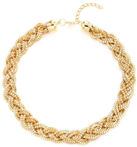 COOLSTEELANDBEYOND Couleur d'or Statement Déclaration Collier - Tressé Creuse Boîte Chaîne Câble Bavoir Choker Robe de Soirée Bal de Promo