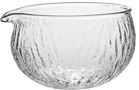 sporful Cuenco de cristal texturizado para matcha con boquilla de vertido, hecho a mano, estilo japonés, té verde matcha, ceremonia de té verde Chawan, 500 ml, taza grande de vidrio para ensalada,