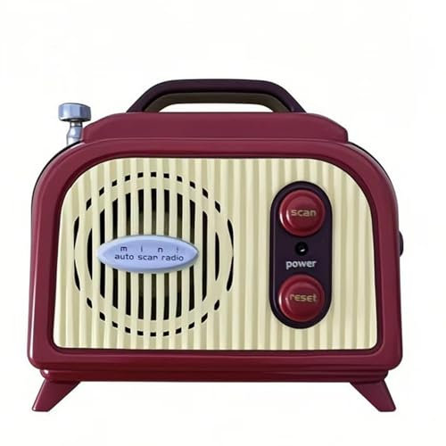 Mini radio FM vintage - Portable de style rétro avec balayage automatique - Accessoire de bureau décoratif classique - Alimenté par piles, parfait pour la maison et les voyages