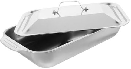 IMIKEYA Grilled Fish Platter Deep Baking Tray for Oven Stainless Steel Pan Serving Tray for Fish and Meat Rectangular Roasting Dish