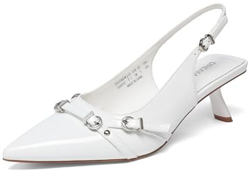 DREAM PAIRS Decolleté da donna con punta chiusa, bianco, 40.5 EU