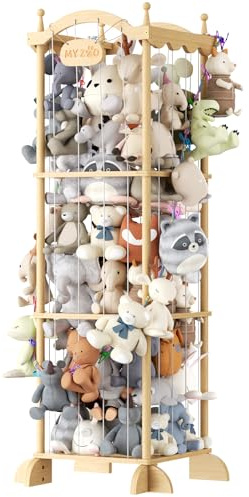 COSYLAND Organizer Giocattoli per Peluche - Scaffale Portagiochi Bambini con Corda Elastico per Cameretta, Stanza Giochi e Nursery, Salvaspazio e Autoposizionante(Con cordino da appendere)