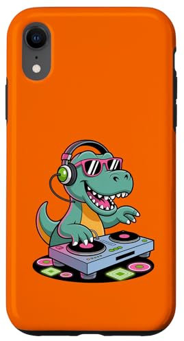Tocadiscos DJ Dino Funny Music Lover Dinosaur Vibes Carcasa para iPhone XR