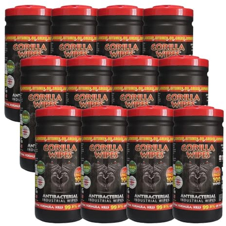 Gorilla Wipes Original - Tub Of 100 Wipes - / AntiBacterial/Multi-Surface/Hand Wipes (12)