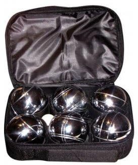 cavernedesjouets Sacoche de 6 Boules de pétanque chromées - Jeu d'adresse - Set Plein air + 1 Carte Tigre - ado - Adulte