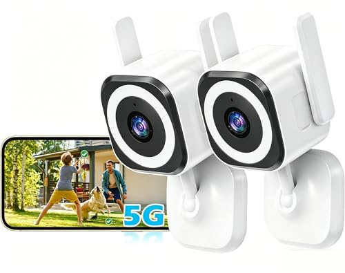GUOANVISION 2K 5G Caméra de surveillance extérieure/intérieure, caméra de surveillance extérieure, caméra Wi-Fi pour intérieur/extérieur, babyphone avec application, caméra pour chien, étanche IP66