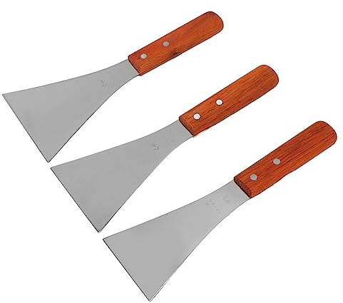 MAJONMMERD Espátula para Parrilla Espátula de Acero Inoxidable con de Madera de Haya, Hoja Plana Resistente Al Calor, Fácil de Limpiar para Barbacoa, Parrilla, Cocina, Cocina, Cocineros Caseros