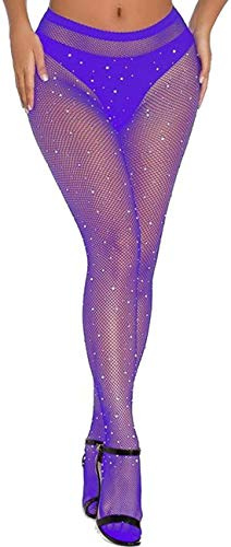 JFAN Collant Bas Résille Femme Taille Haute Élastique Brillant Cuisse Haut Bas Collants Noir 1 Paire